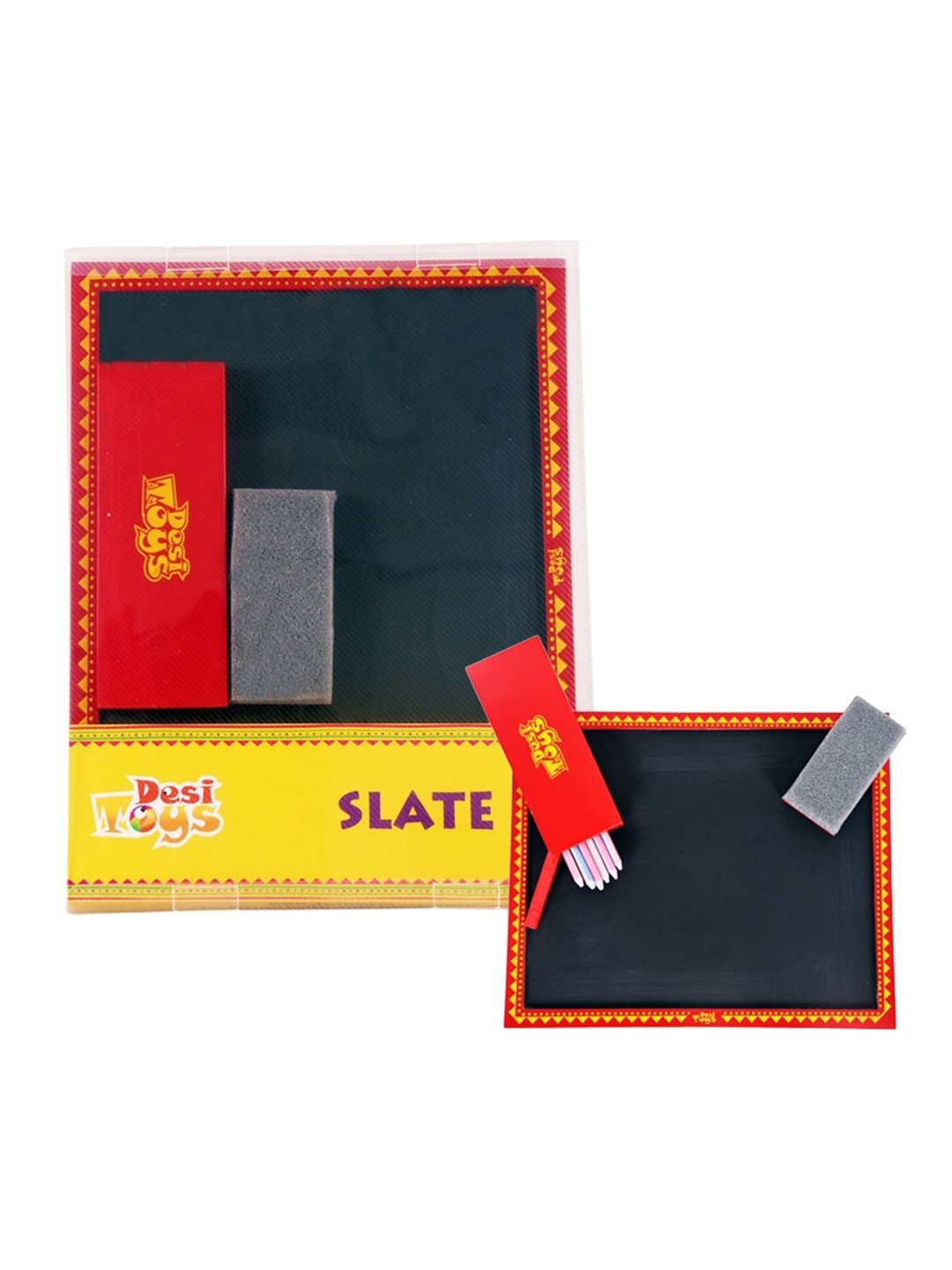 

Desi Toys Kids Red Slate with Pencils, Slate Pencil Box, and A Slate Duster