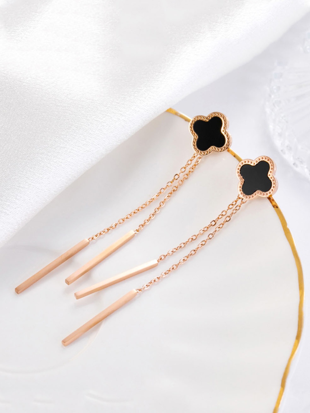 

Yellow Chimes Rose Gold Plated Contemporary Drop Earrings