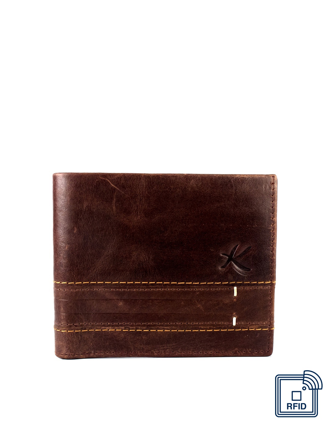 

Kastner Men Brown Woven Design Leather Two Fold Wallet