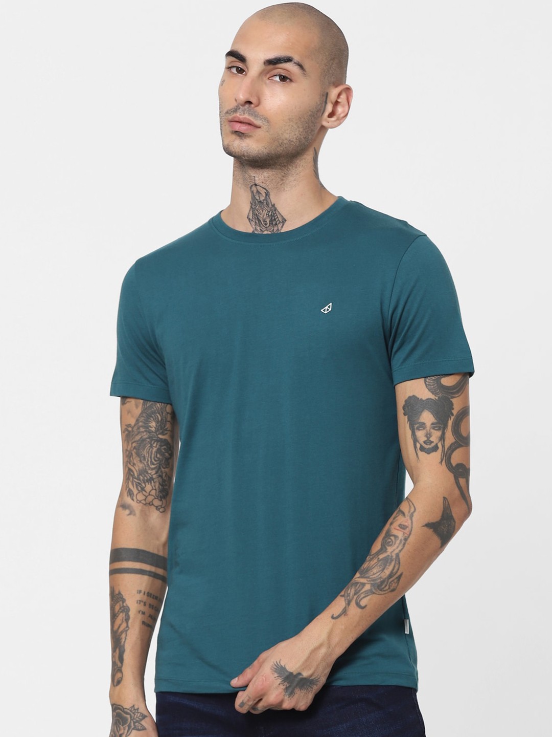 

Jack & Jones Men Green Slim Fit T-shirt