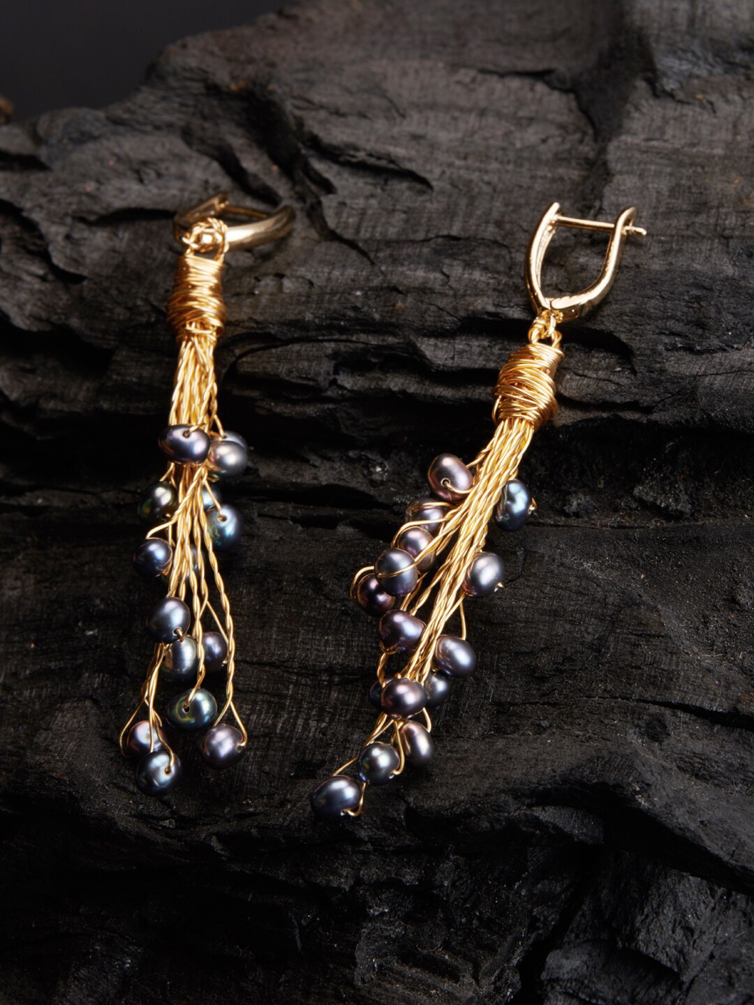 

DIVA WALK Gold-Toned Contemporary Jhumkas Earrings