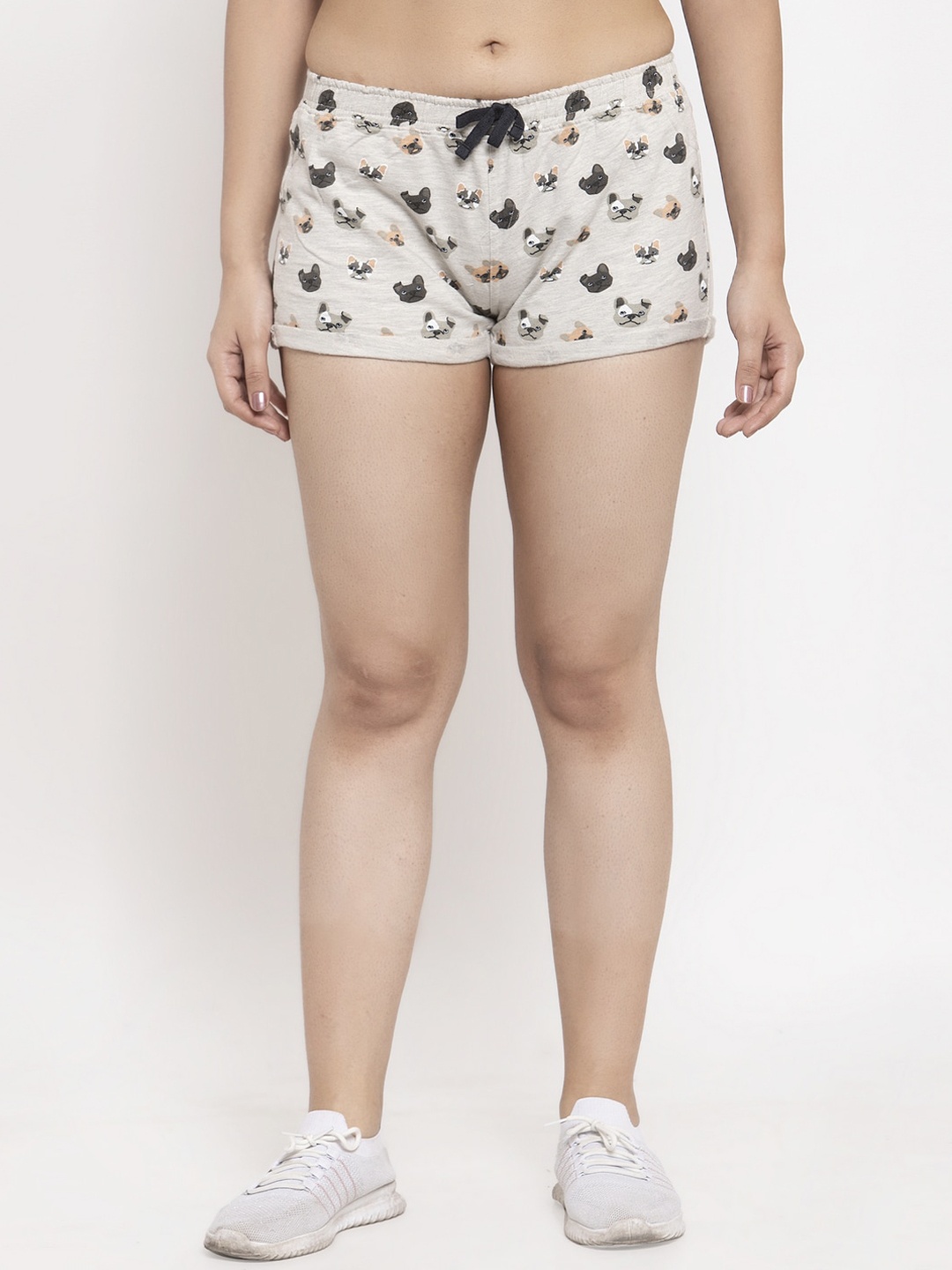 

Wolfpack Women Grey Printed Low-Rise Shorts