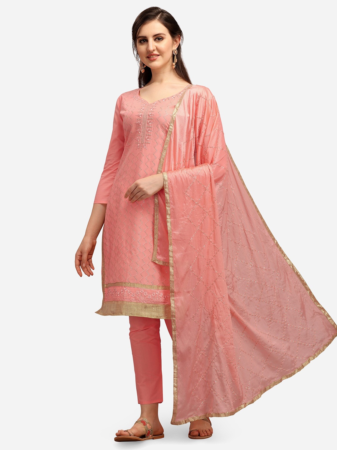 

Ethnic Junction Rose Embroidered Unstitched Dress Material