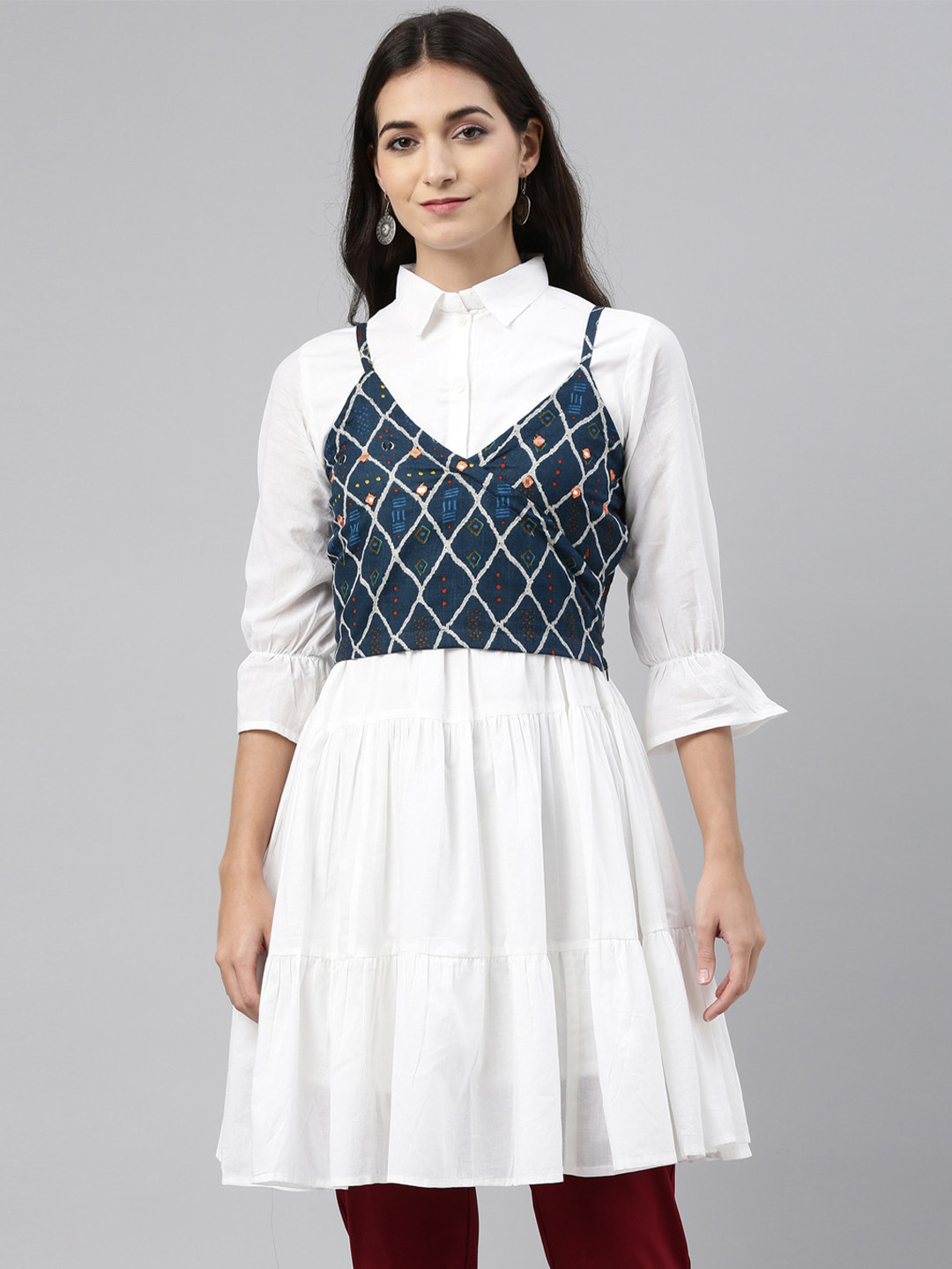 

Neerus Women White Shirt Style Top