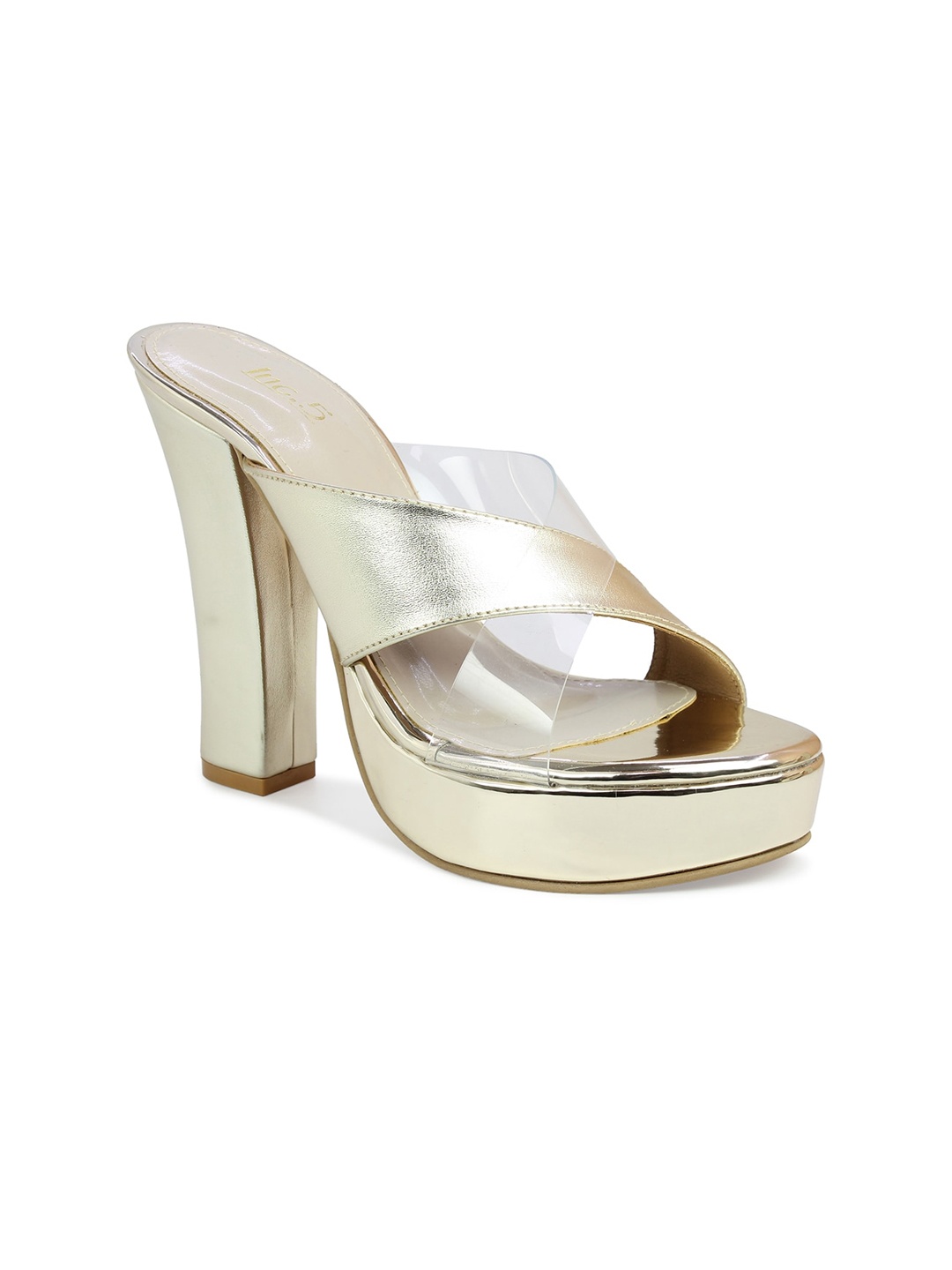

Inc 5 Women Gold-Toned & Transparent Colourblocked Block Sandals