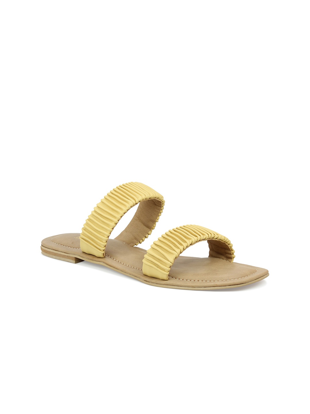 

Inc 5 Women Yellow Textured Open Toe Flats