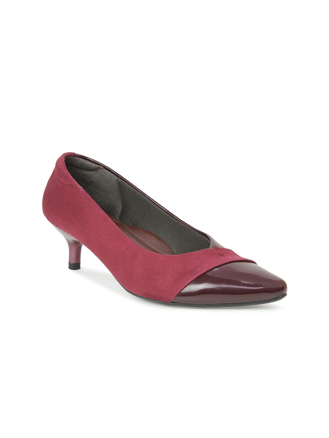 

Inc 5 Women Maroon Colourblocked Kitten Pumps
