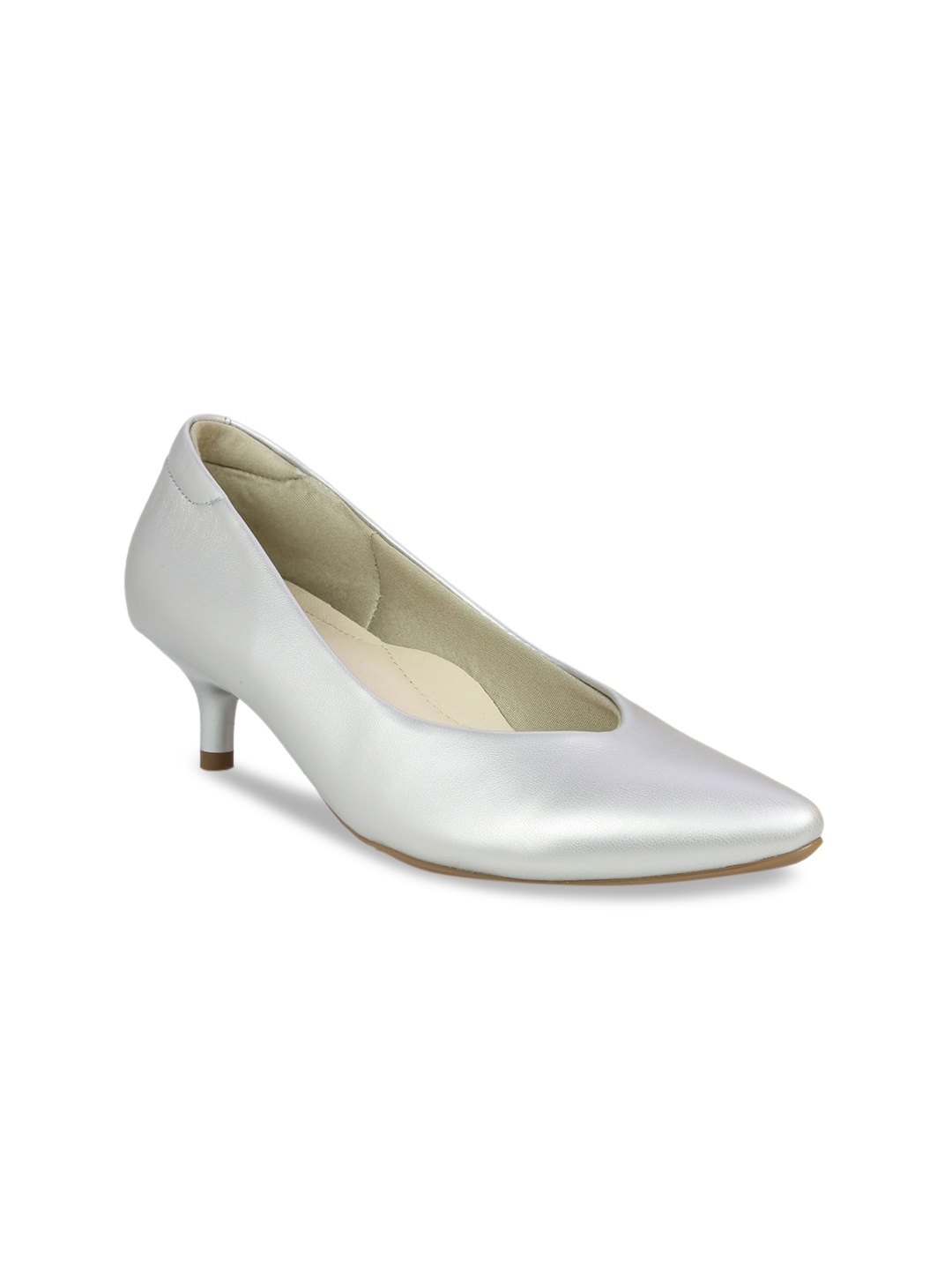 

Inc 5 Women Silver-Toned Kitten Pumps