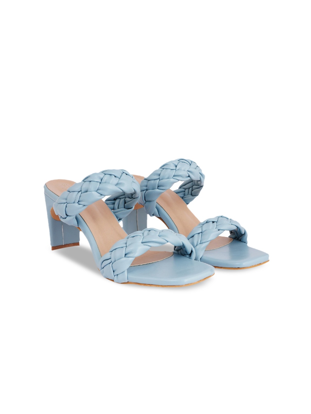 

SCENTRA Women Blue Woven Design Block Sandals