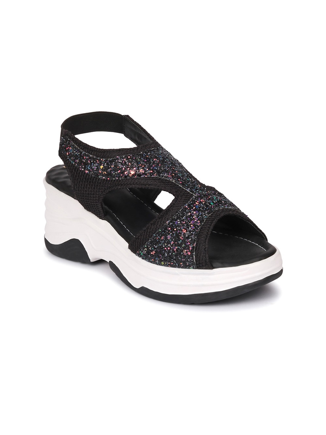 

Longwalk Black Embellished Wedge Sandals