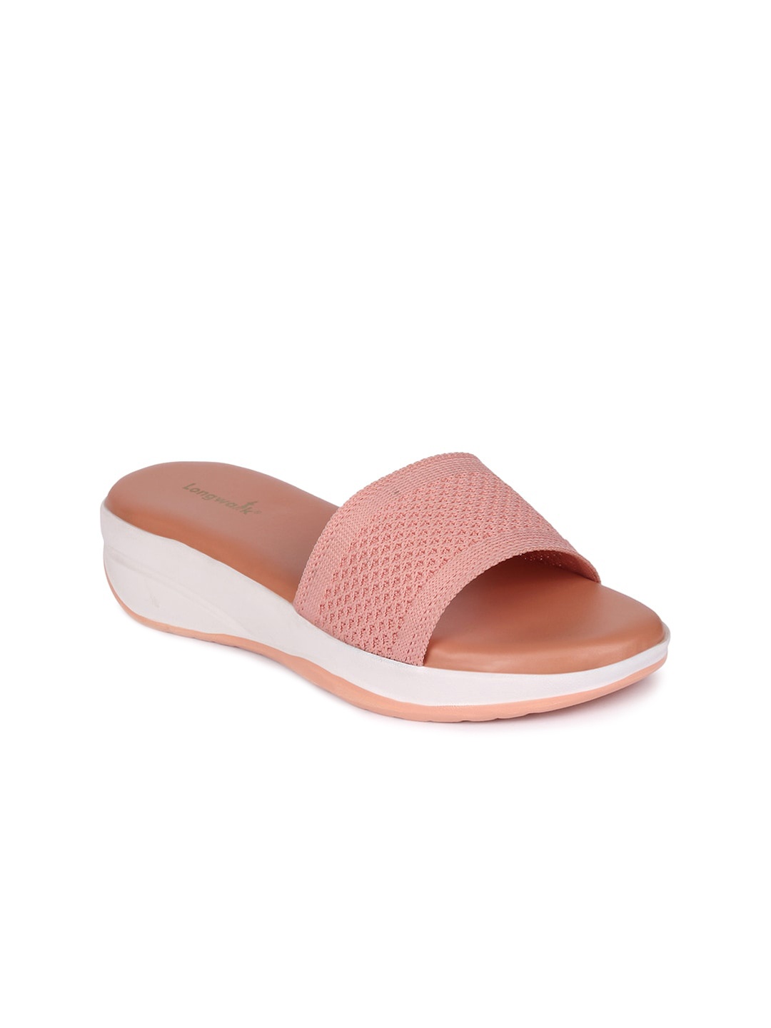

Longwalk Women Peach-Coloured Textured Comfort Mules