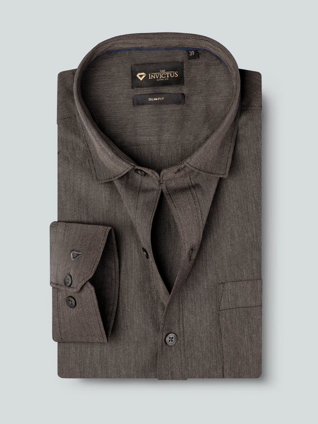 

INVICTUS Men Charcoal Grey Slim Fit Opaque Formal Shirt