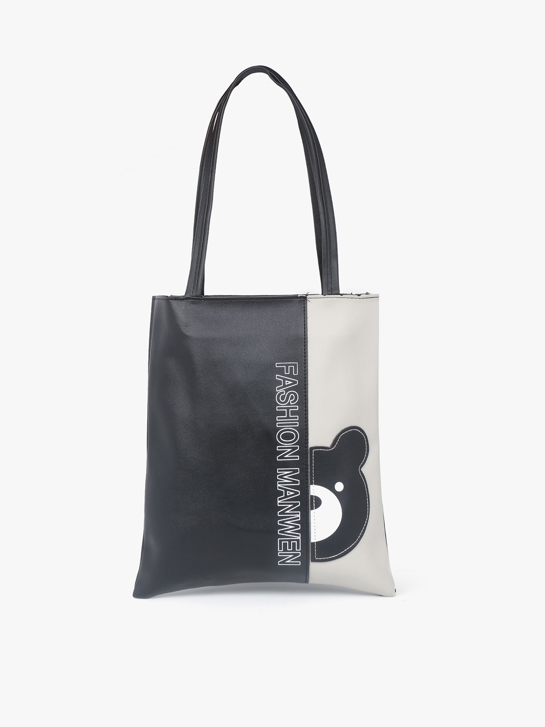 

POKORY Girls Black & Grey with Teddy Bear Face Tote Bag