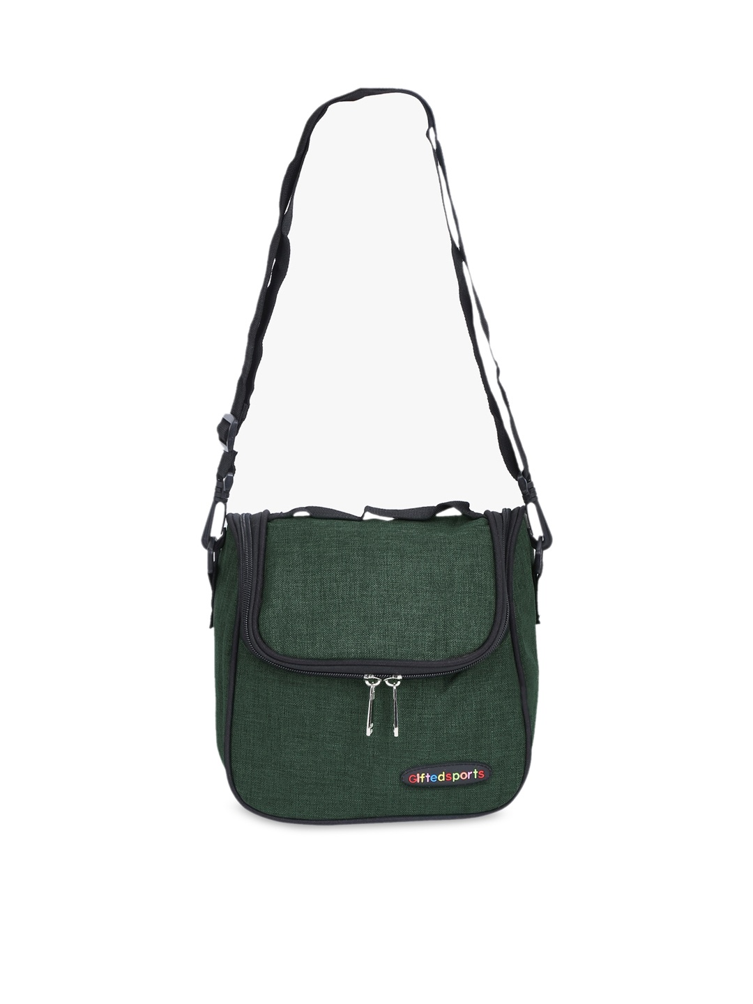 

POKORY Green Structured Sling Bag with Tasselled