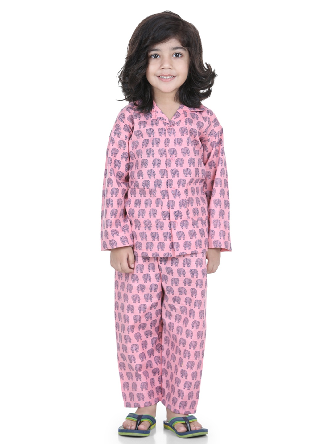 

Aj DEZInES Boys Pink & Black Printed Night suit