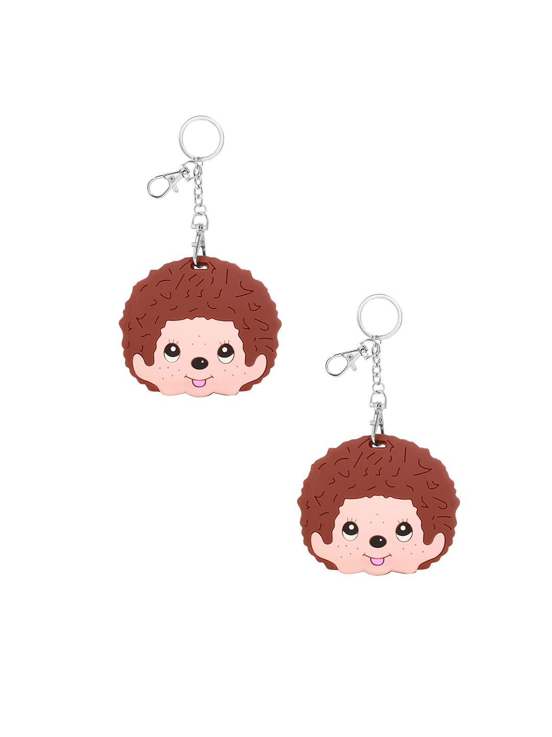 

POKORY Kids Set Of 2 Brown & Pink Printed Stainless Steel Key Chains