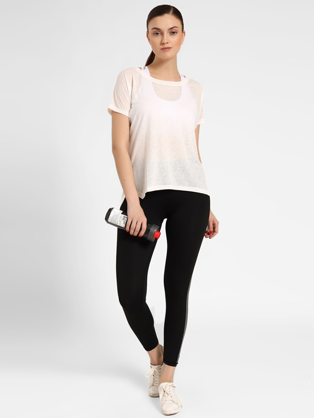 

iki chic Women Black & Off-White 3-Pcs Yoga Set With Undershirt