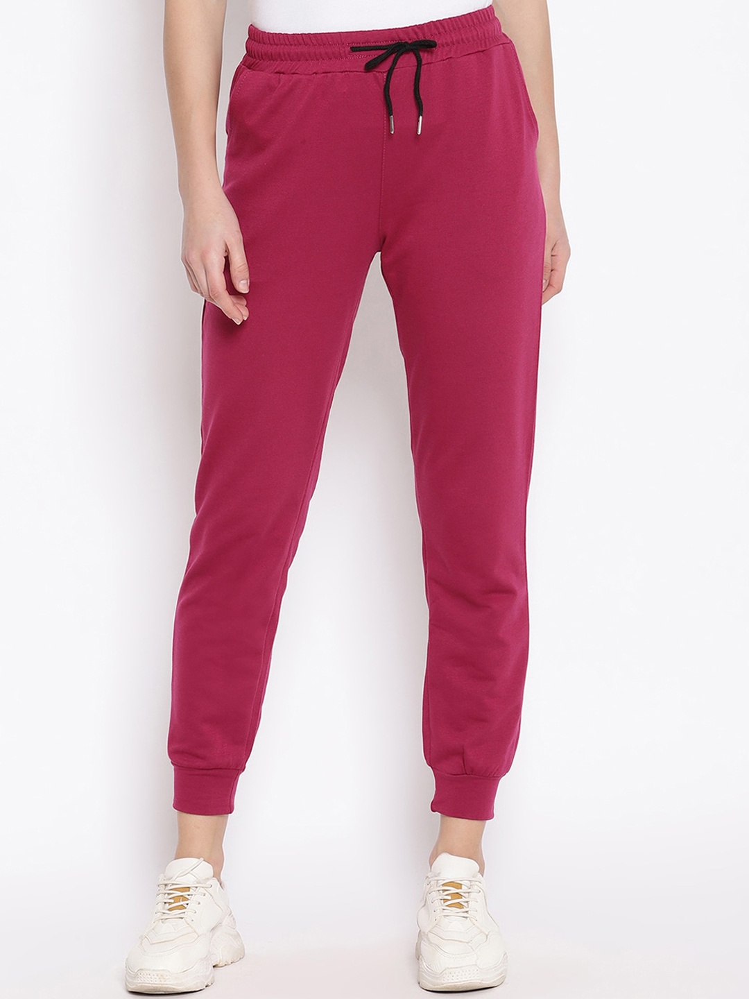 

iki chic Women Magenta Solid Cotton Joggers