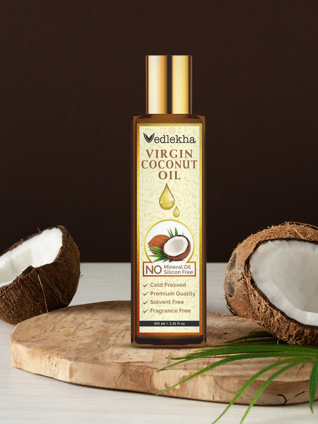 

Vedlekha Virgin Coconut Fragrance Free Hair Oil - 100 ml, Brown