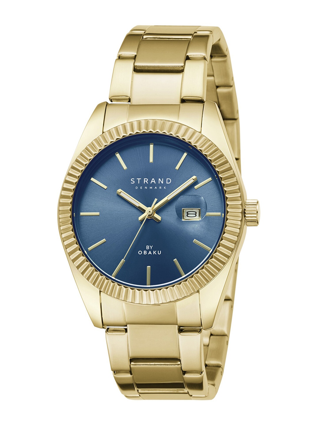 

STRAND BY OBAKU Men Blue Brass Dial & Gold Toned Straps Analogue Watch S721GDGLSG-DS