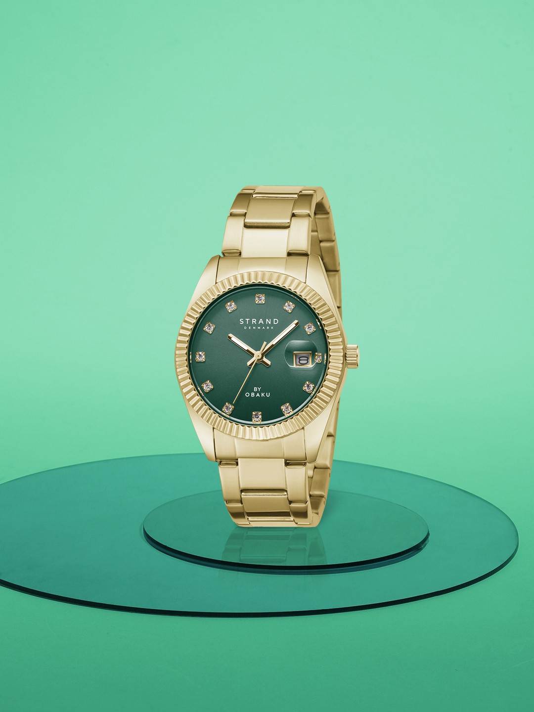 

STRAND BY OBAKU Women Green Brass Bracelet Style Straps Watch S721LDGESG