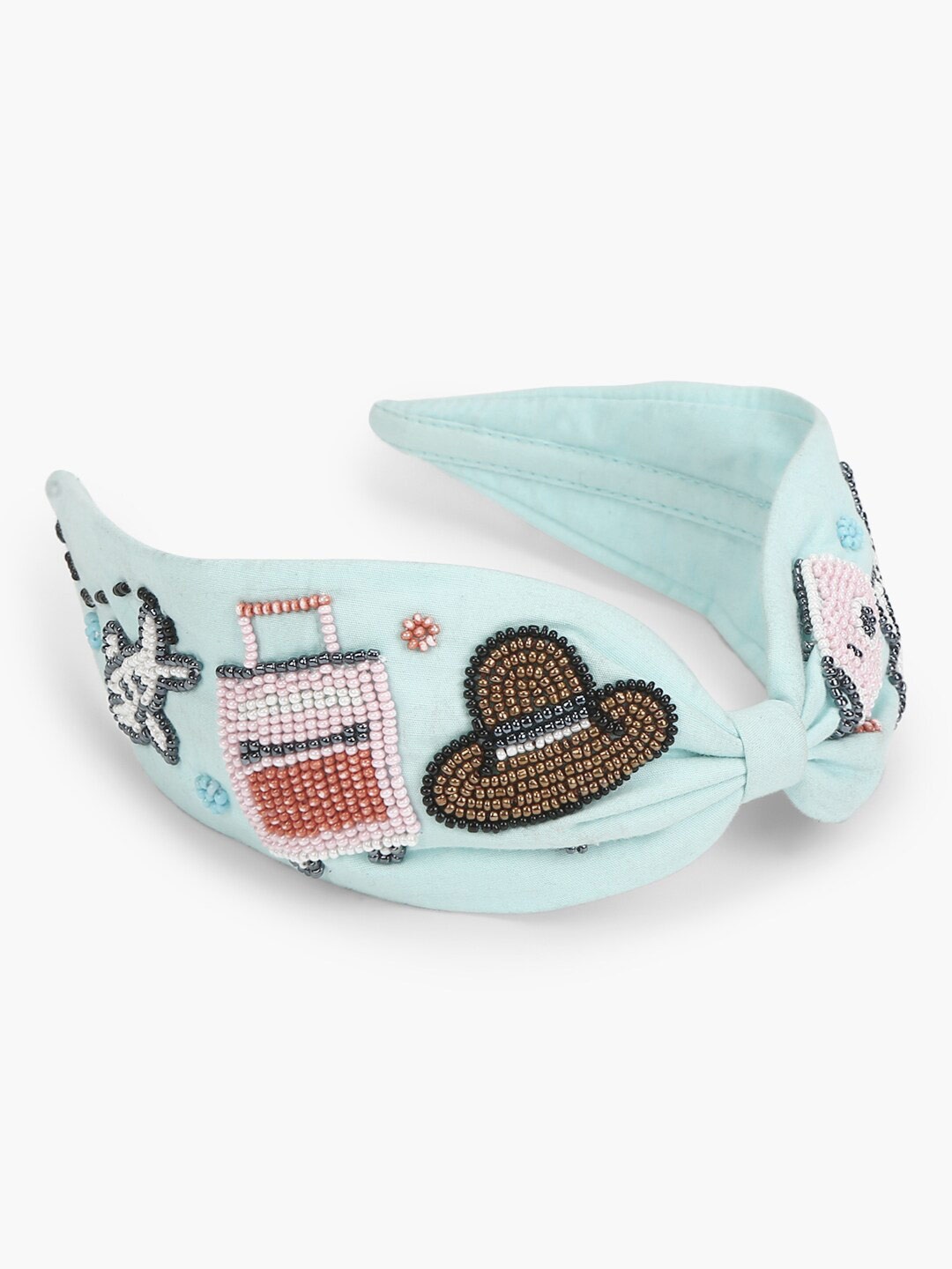 

DEEBACO Women Turquoise Blue & Pink Travel Embellished Hairband