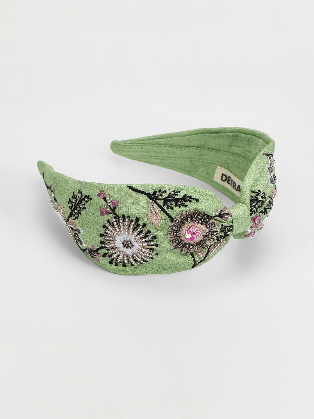 

DEEBACO Women Green & Gold-Toned Floral Embellished Hairband