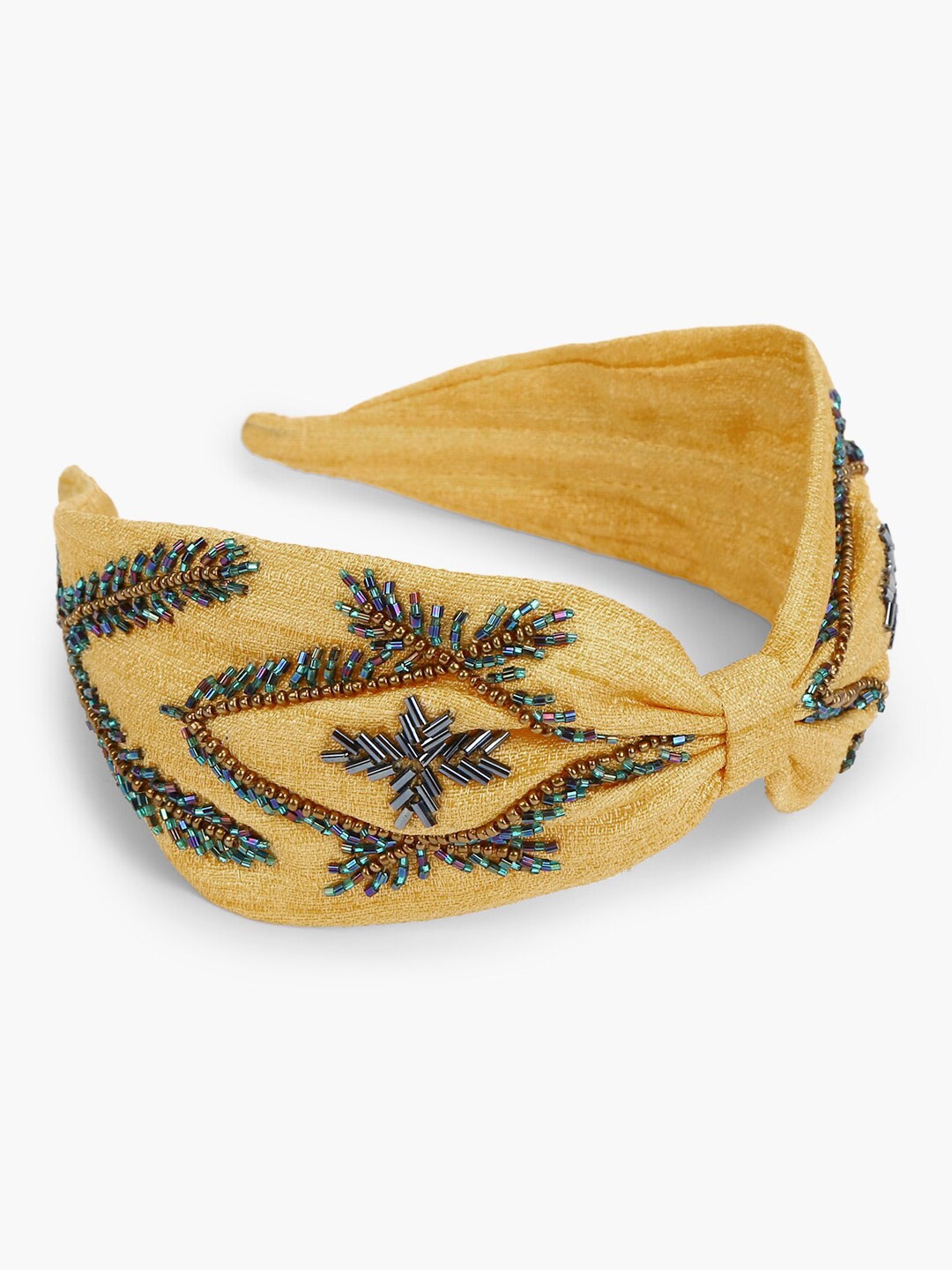 

DEEBACO Women Yellow & Gold-Toned Embellished Hairband