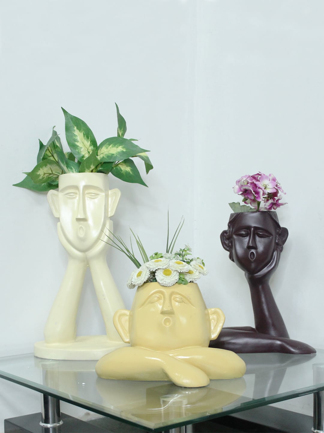 

Wonderland Beige Set of 3 Big Face Planters