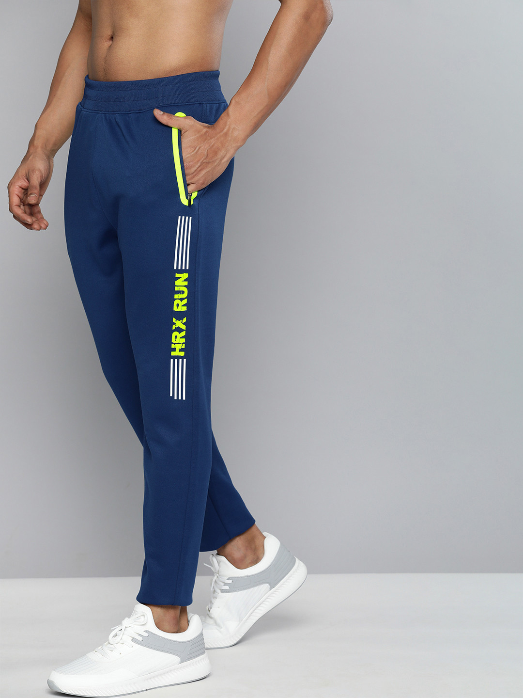 

HRX By Hrithik Roshan Men Blue Rapid-Dry Typography Running Track Pants