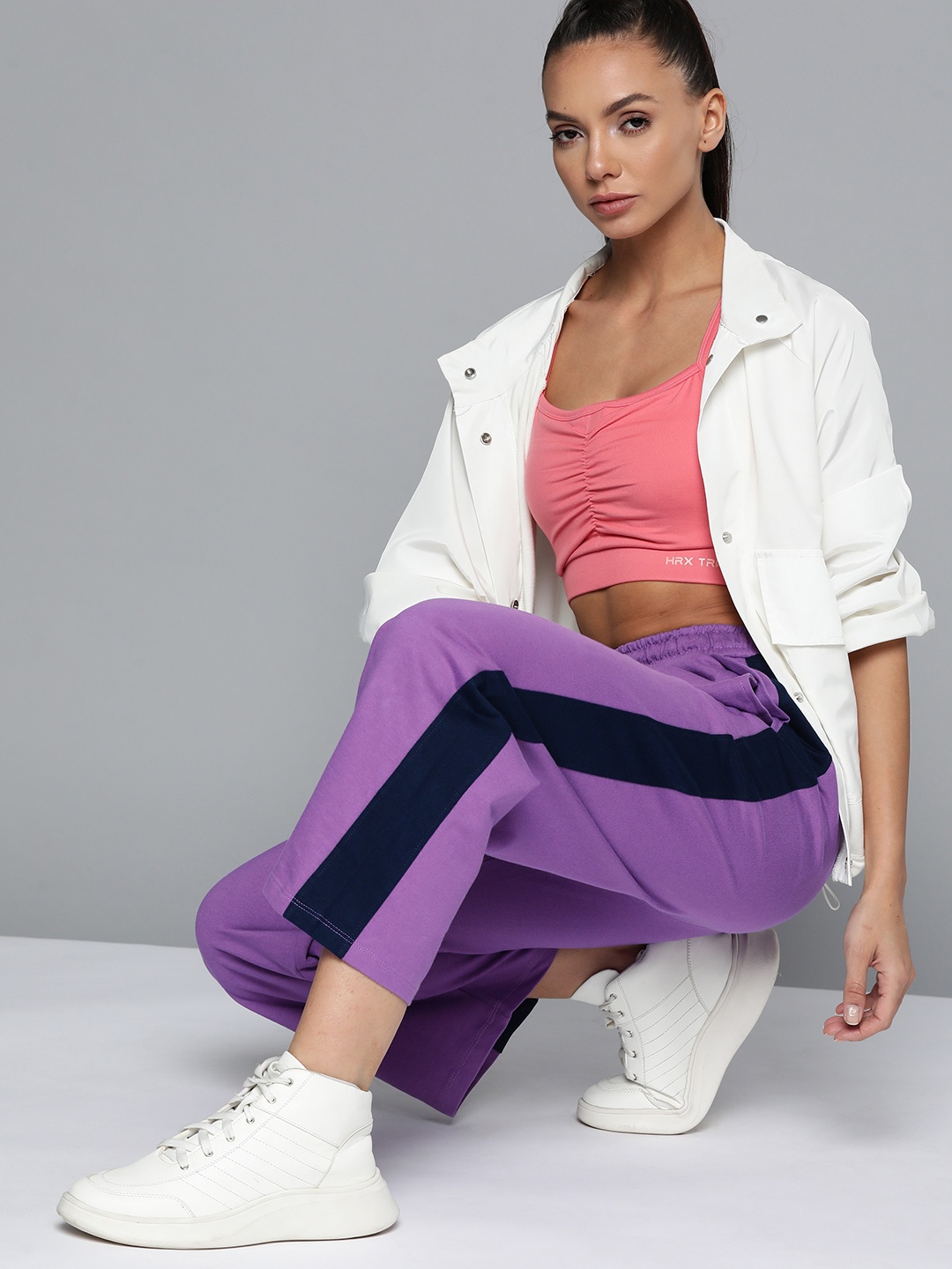 

HRX By Hrithik Roshan Lifestyle Women Magic Mauve Bio-Wash Track Pants, Purple