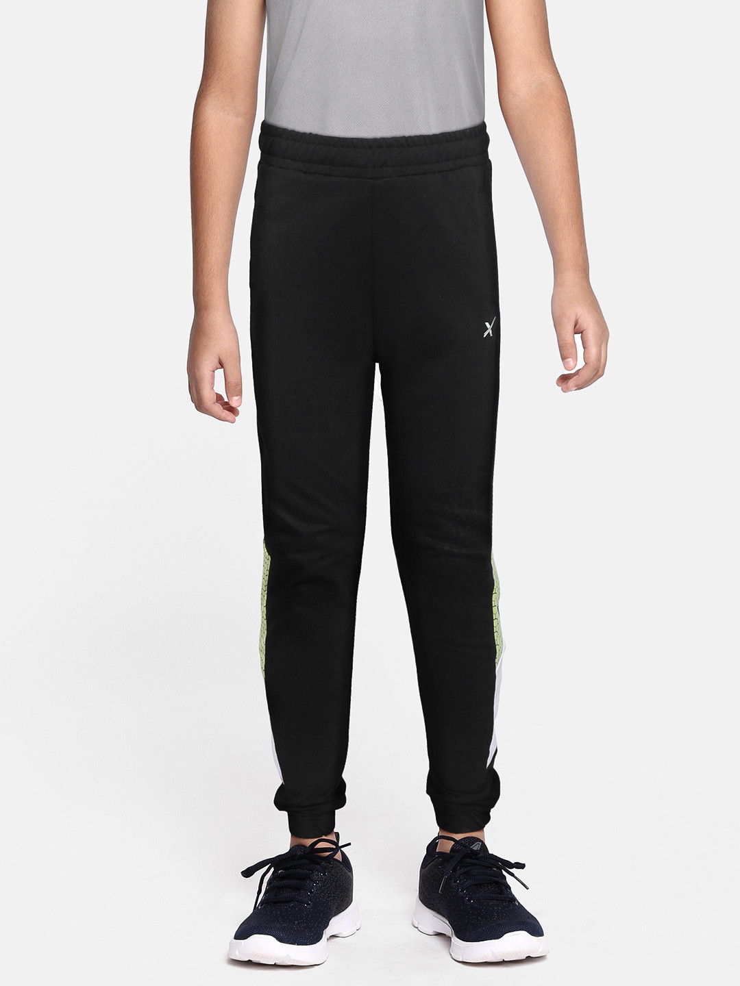 

HRX By Hrithik Roshan U-17 Active Boys Jet Black Rapid-Dry Colourblock Track Pants