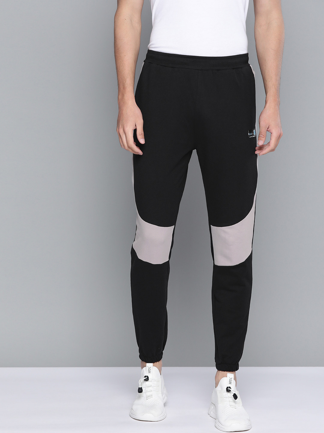 

HRX By Hrithik Roshan Lifestyle Men Jet Black Bio-Wash colourblock Track Pants