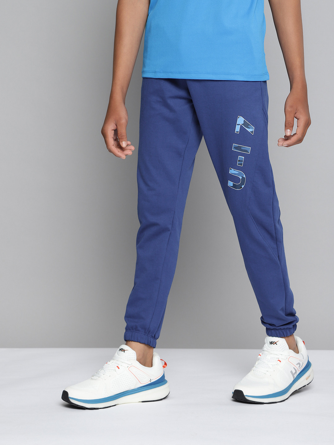

HRX By Hrithik Roshan U-17 Lifestyle Boys Estate Blue Rapid-Dry Solid Track Pants, Navy blue