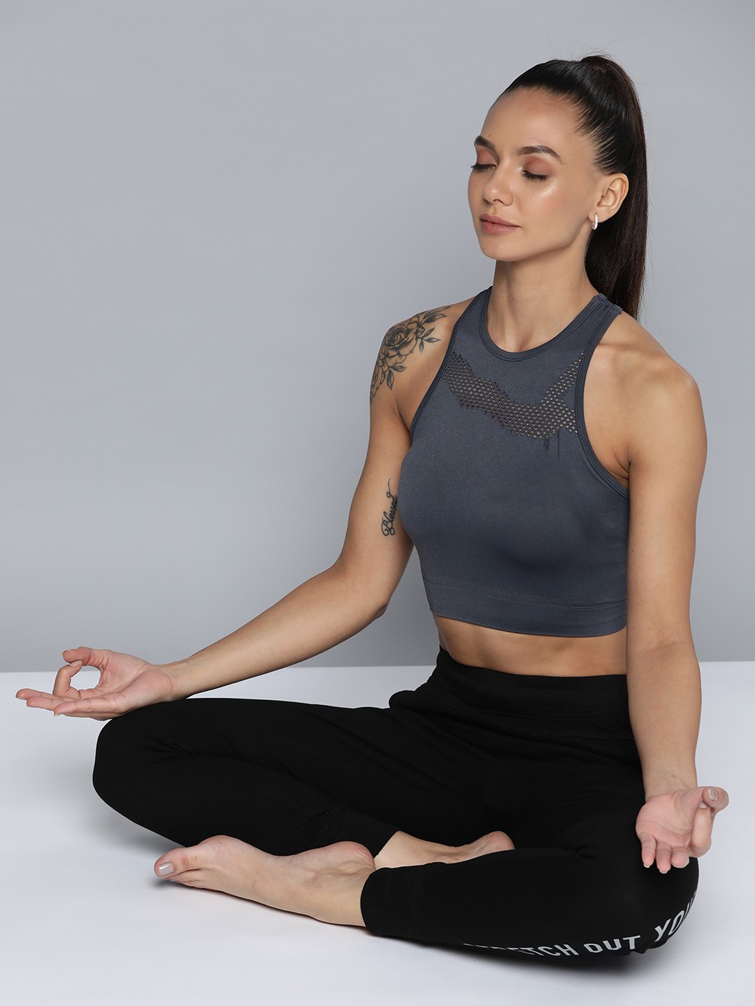 

HRX By Hrithik Roshan Yoga Women Jet Black Rapid-Dry Typographic Sustainable Joggers