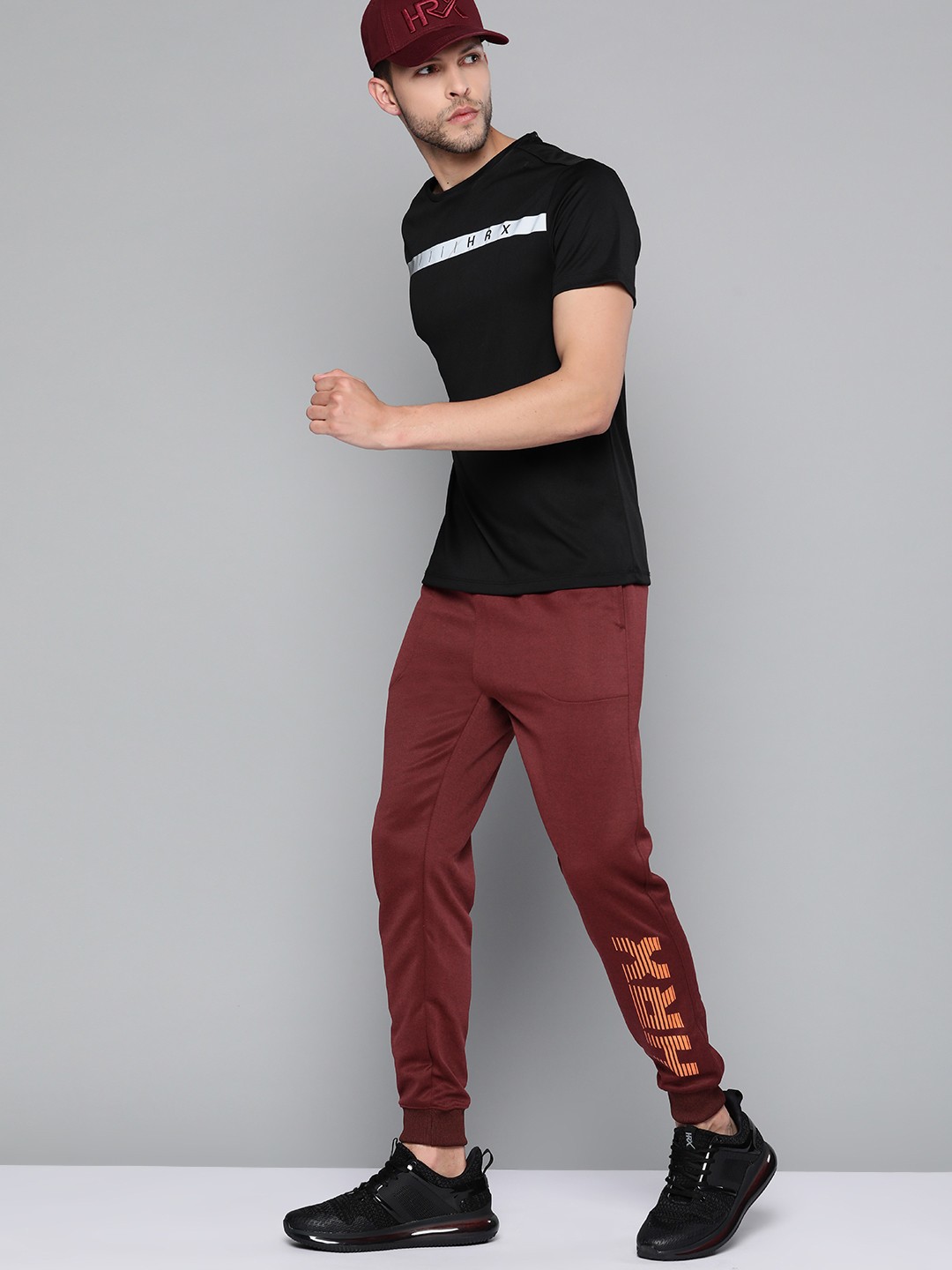 

HRX by Hrithik Roshan Men Maroon Brand Logo Print Running Joggers