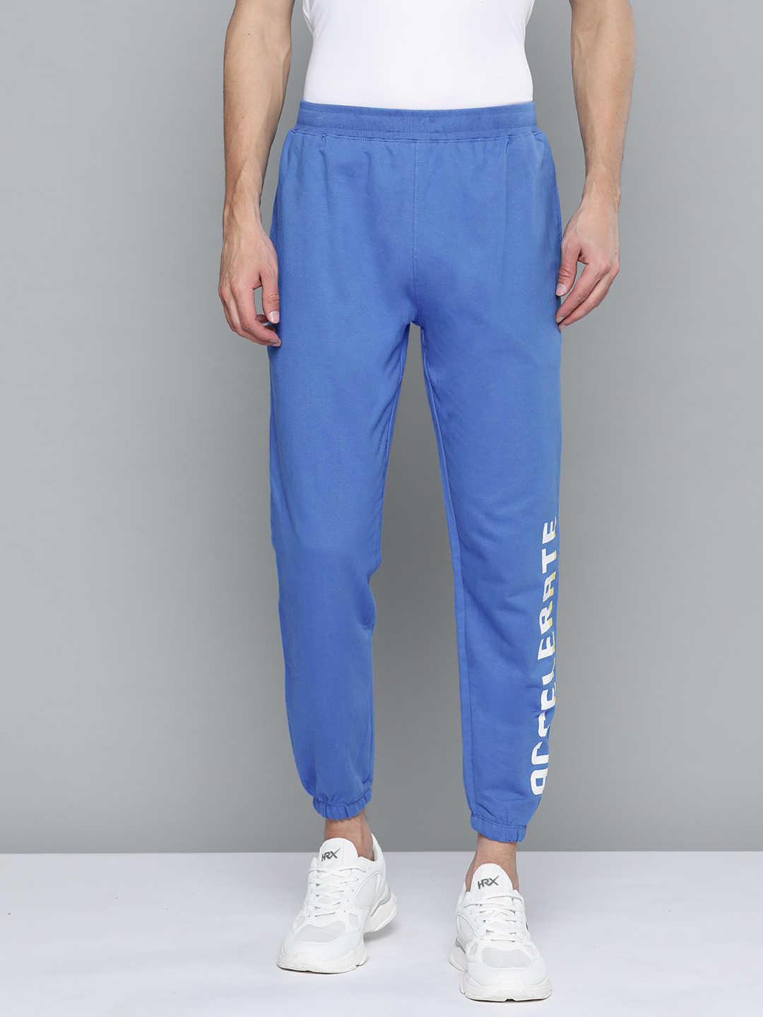 

HRX By Hrithik Roshan Lifestyle Men Strong Blue Bio-Wash Typography Track Pants