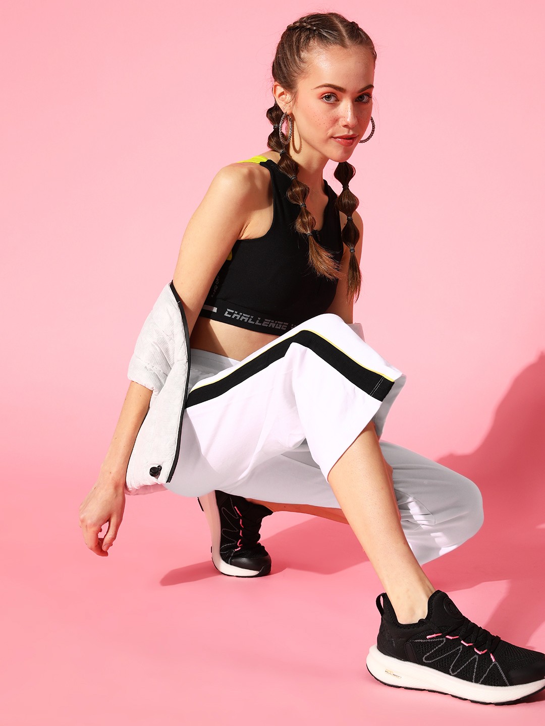 

HRX by Hrithik Roshan Women Classic White Colourblocked Graduated Flare Track Pants