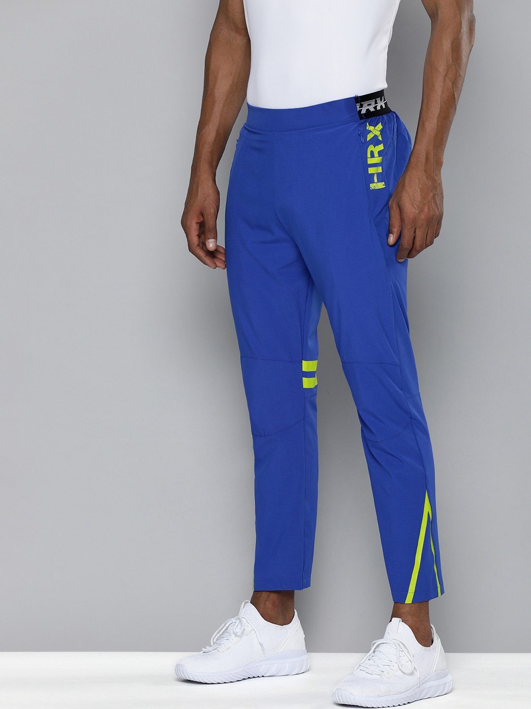 

HRX By Hrithik Roshan Men Blue Tapered Brand Carrier Rapid-Dry Training Track Pants