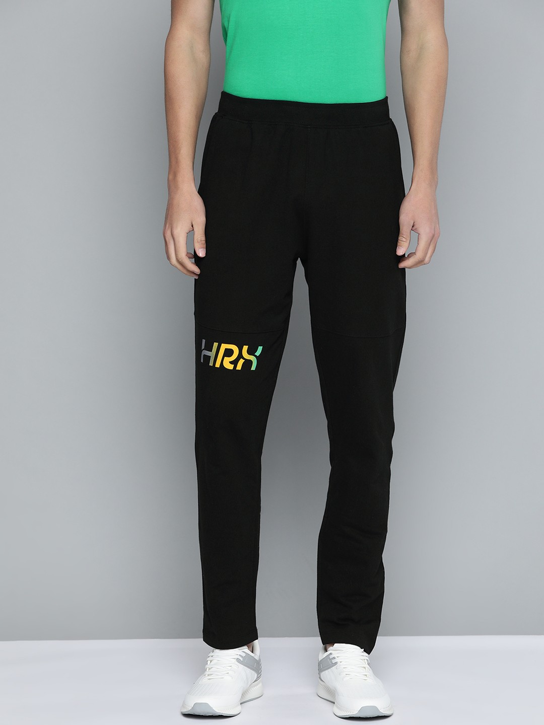 

HRX By Hrithik Roshan Lifestyle Men Jet Black Bio-Wash Brand Carrier Track Pants