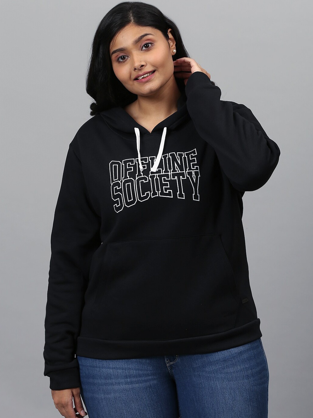 

Instafab Plus Women Black Printed Sweatshirt