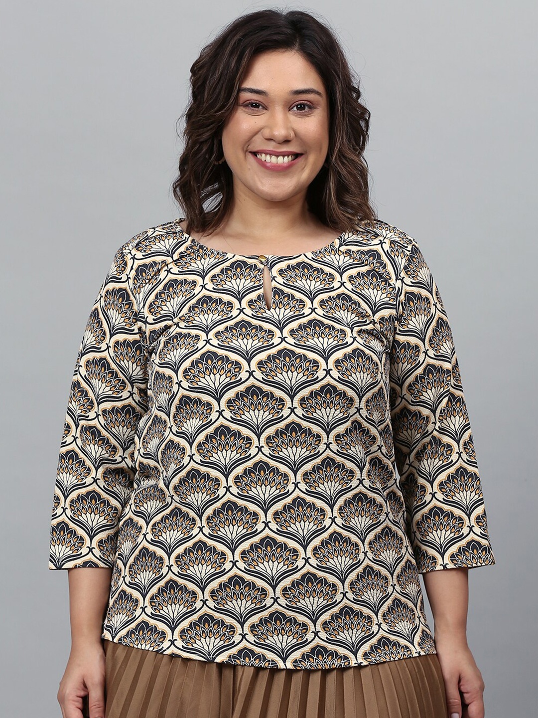 

Instafab Plus Women Brown Regular Top