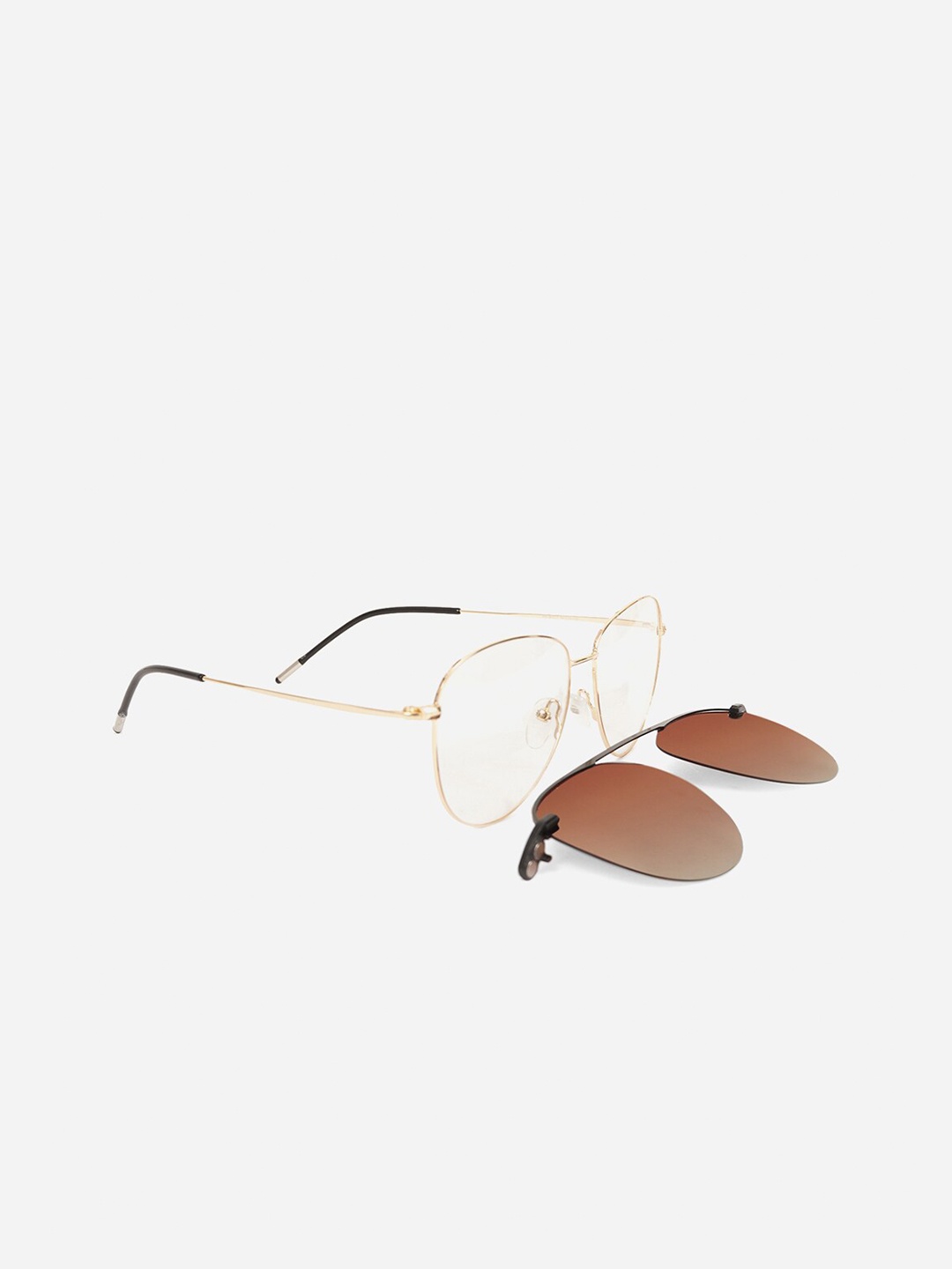 

MARC LOUIS Unisex Transparent & Gold-Toned Full Rim Aviator Frames NS-S6017 C2 54 FR