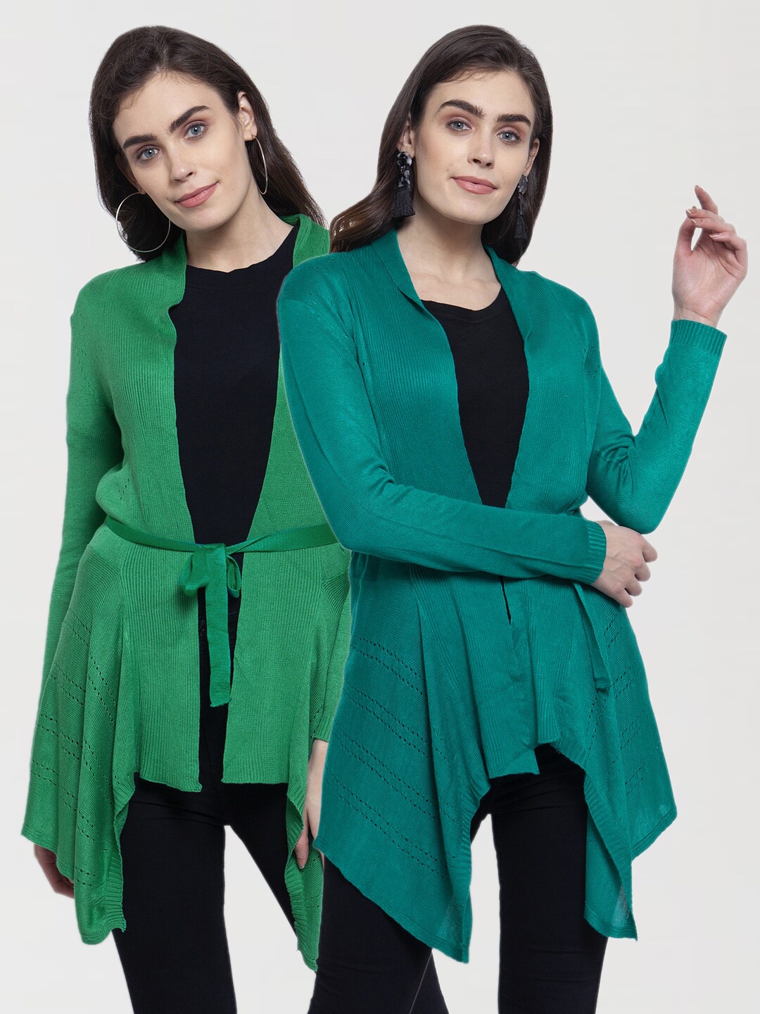 

KLOTTHE Women Pack Of 2 Green Tie-Up Shrug