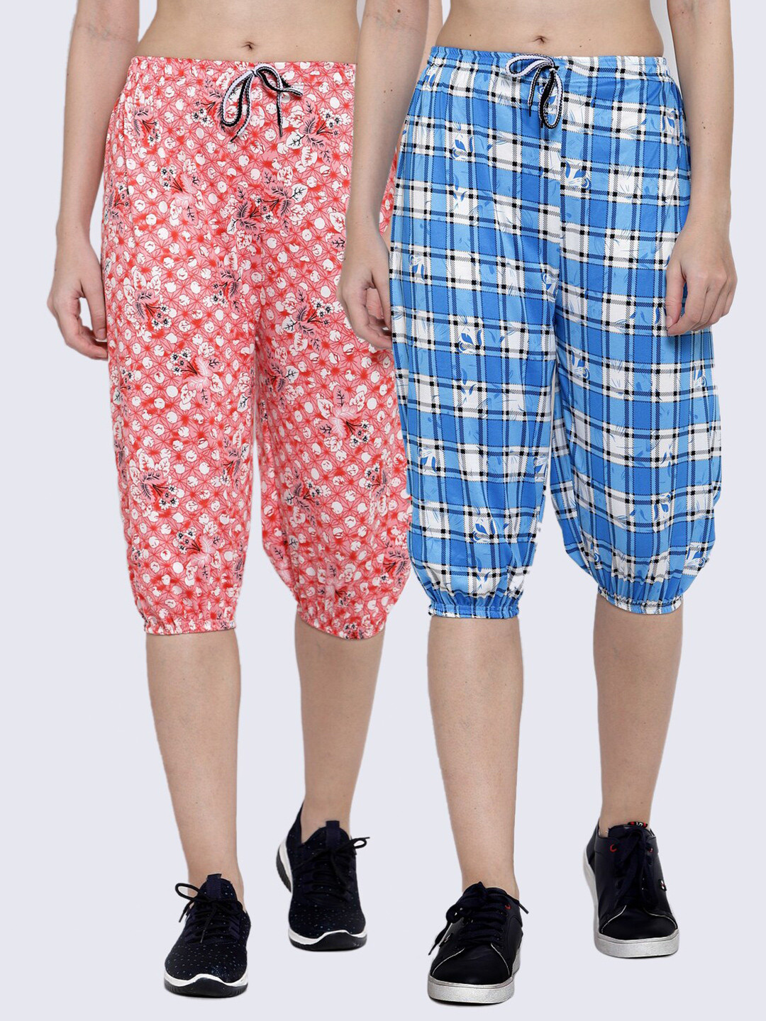 

KLOTTHE Women Pack Of 2 Multicoloured Printed Capris, Blue