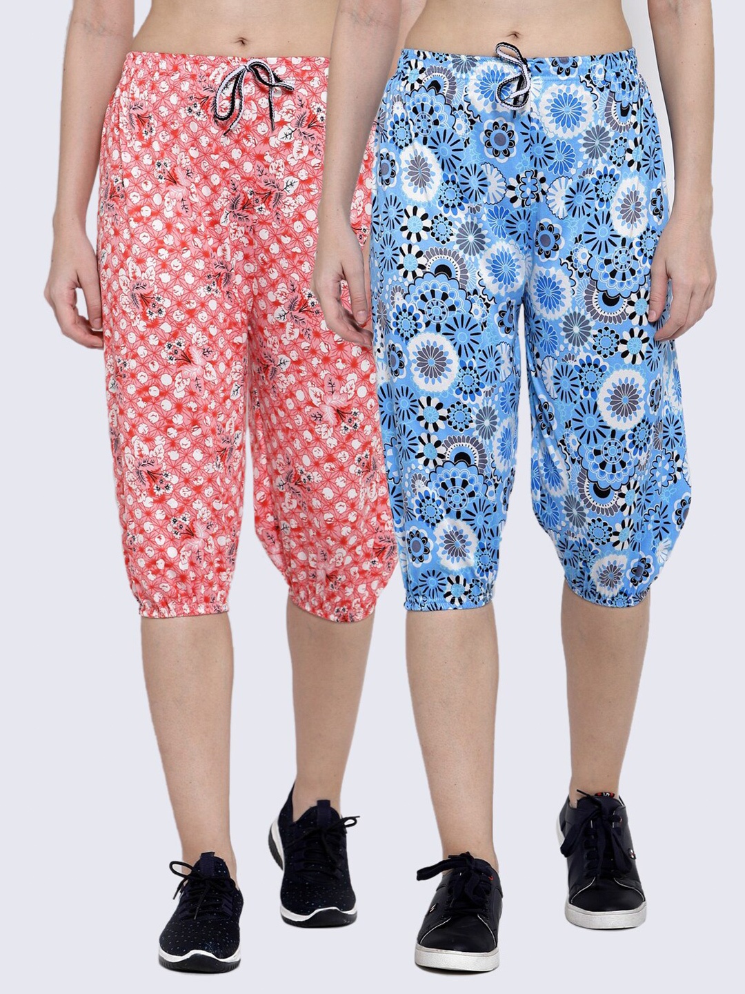 

KLOTTHE Women Pack Of 2 Multicoloured Printed Capris, Multi
