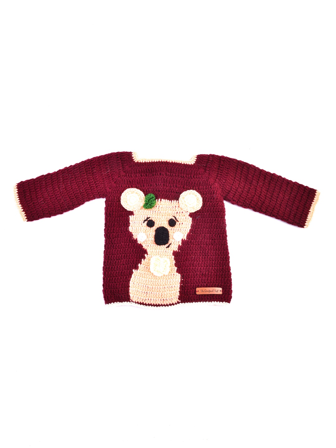 

The Original Knit Unisex Kids Maroon & Peach-Coloured Ribbed Pullover
