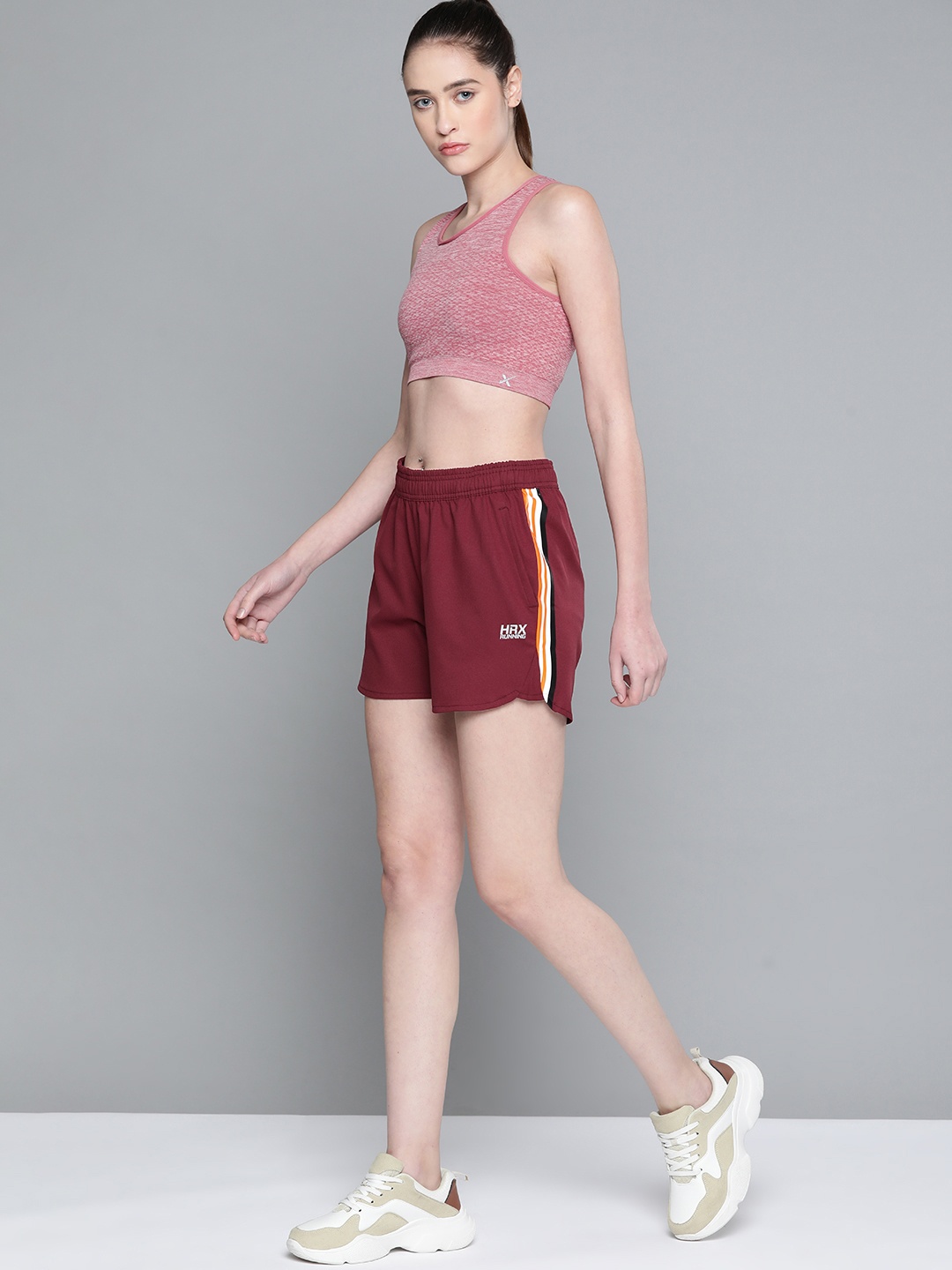 

HRX By Hrithik Roshan Running Women Auroria Red Rapid-Dry AOP Shorts, Maroon