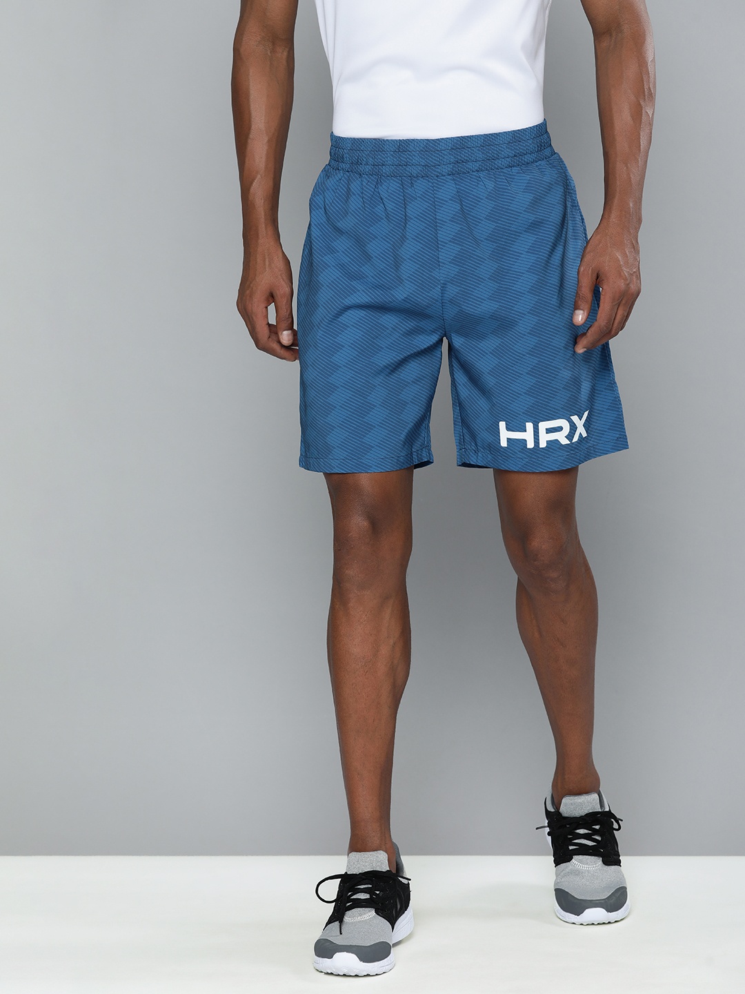 

HRX By Hrithik Roshan Training Men Blue Rapid-Dry Brand Carrier Shorts