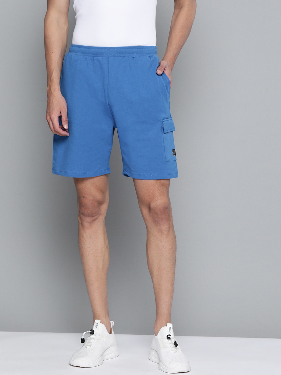 

HRX by Hrithik Roshan Lifestyle Men Strong Blue Lycra Solid Shorts